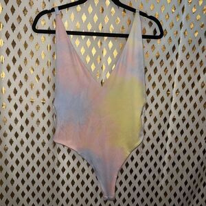 Watercolor tie dye bodysuit body suit Blanc size L